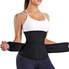 Bingrong dam magbälte svettbälte fitness bastu bälte midja trimmer magbälte midja tränare justerbar body shaper magkontroll midjeformare, svart, M