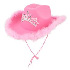 Cowboyhat Lyserød med Tiara - One size