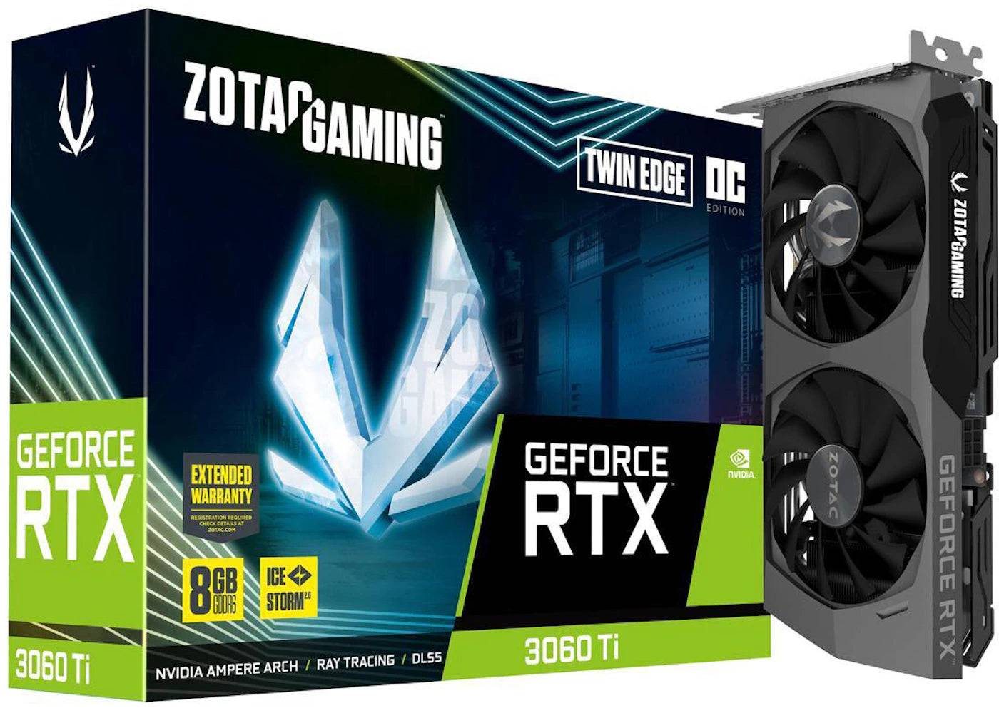 NVIDIA ZOTAC GAMING GeForce RTX 3060 Ti Twin Edge 8G OC Graphics Card (ZT-A30610H-10M) - One Size (One Size)