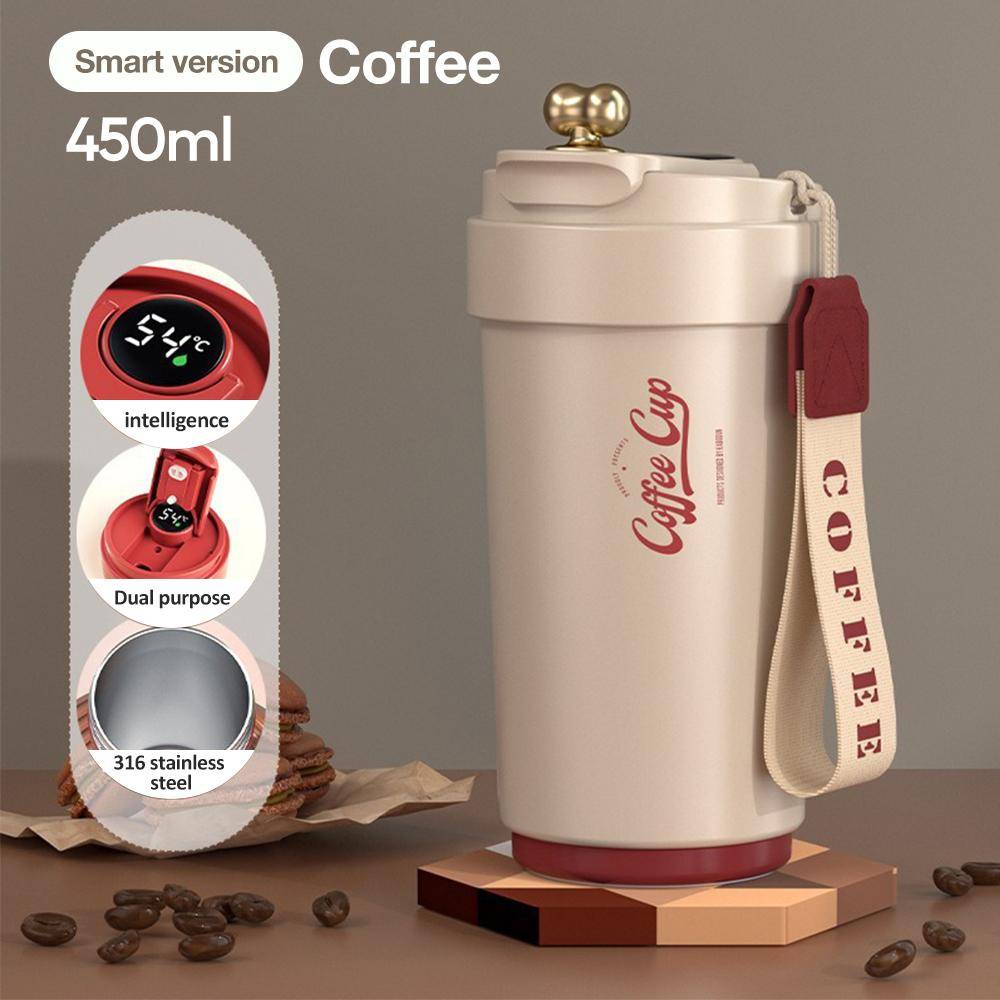 450ml Stainless Steel Smart Coffee Cup Tumbler Thermos Cup With Intelligent Temperature Display Lightweight Travel Mug Vacuum Flask 450ml