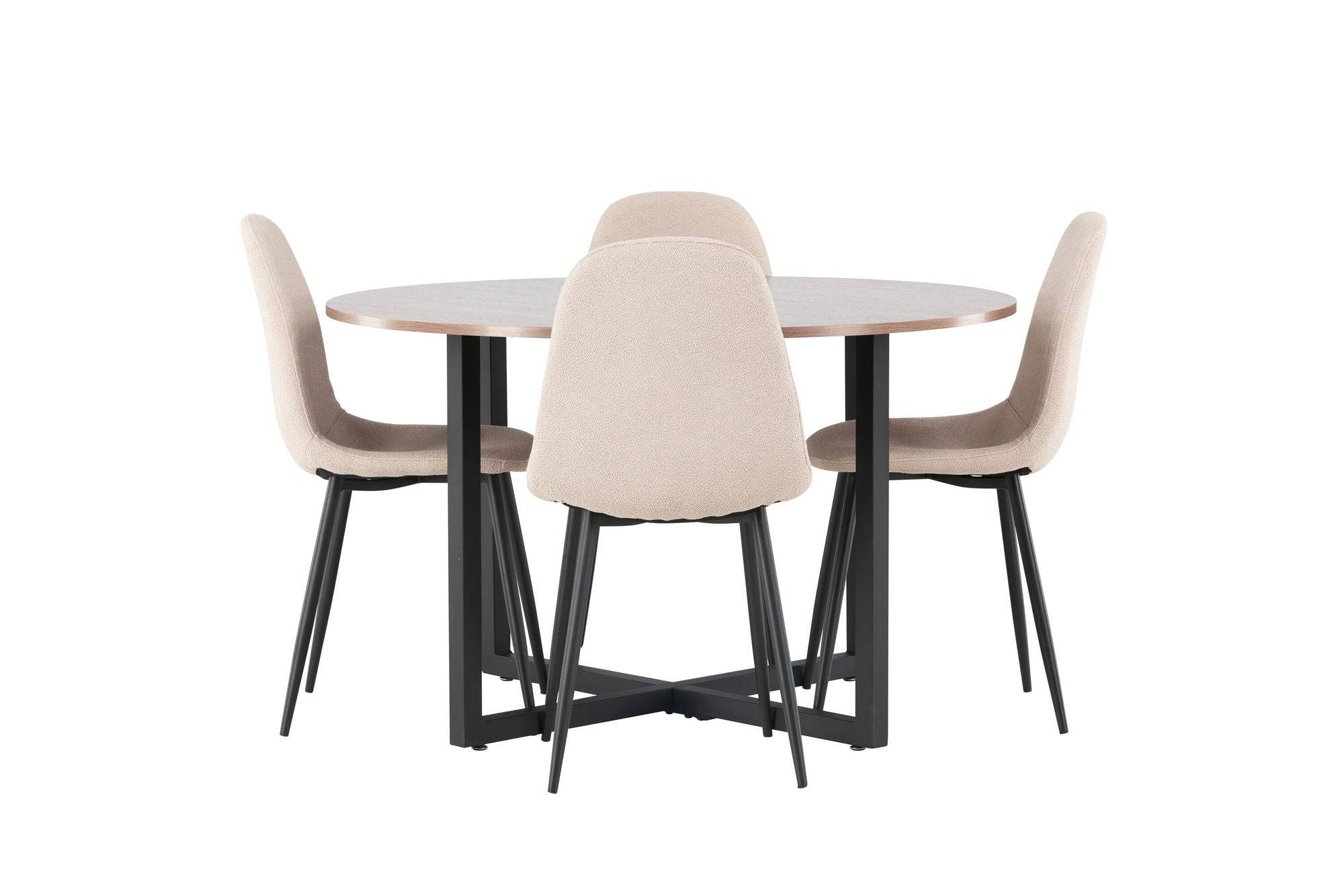 Venture Home Durango spisebord - Black / Valnød MDF +Polar Spisebordsstol - Black / Beige Boucle _4