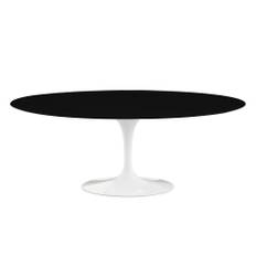 Knoll - Saarinen Oval Table - Matbord, 198 x 121 cm, Vitt underrede, skiva i Svart laminat - Spiseborde - Eero Saarinen - Sort - Laminat/Metal