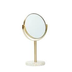 Hübsch Pamper Bordspejl - ø18xh32cm - messingfarve/terrazzo