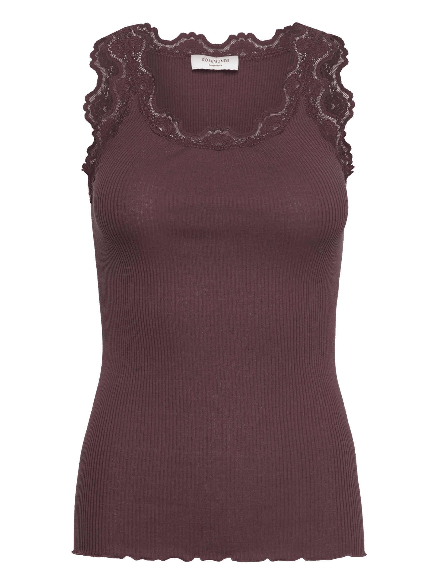 Rosemunde - Silk Top - Top - S - Bordeaux - Tøj til  kvinder