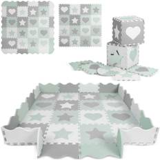 Ekstra tyk EVA skumlegemåtte til baby - 151x151cm, vandtæt, anti-slip, BPA-fri, inkluder puslespilsstykker & kantblokke