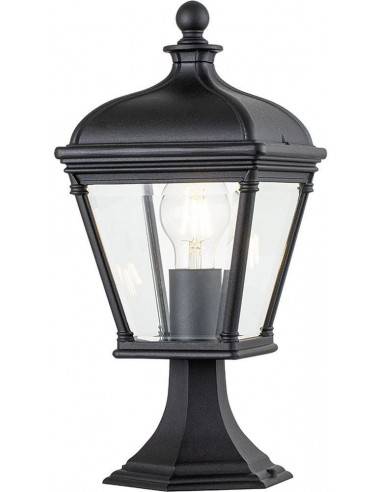 Bayview Udendørs halvmurslampe i aluminium og glas H39,3 cm 1 x E27 - Mat sort/Klar