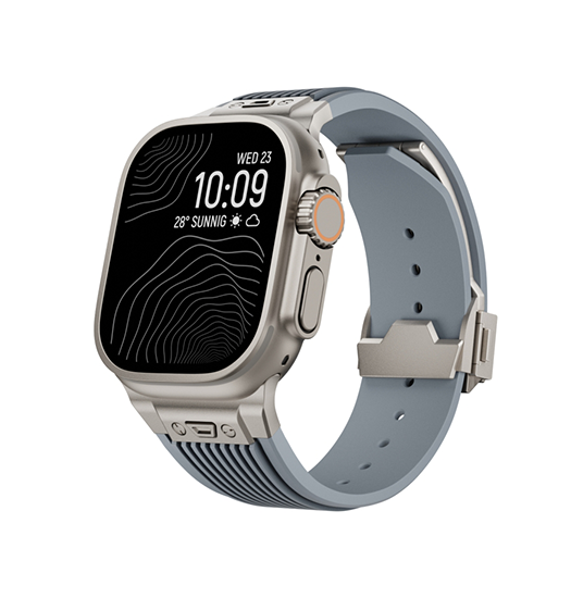Apple Watch (42/44/SE/45/46/49mm) - DeLX™ Vertical-Line Titanium Rem - Koksgrå