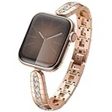 LUXIMAL kompatibel med Apple Watch armband 45 mm 44 mm 42 mm, vintage dam diamant armband roséguld