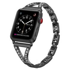 SKALO Smalt Metalarmbånd Bling Apple Watch Series 10 42mm - Sort