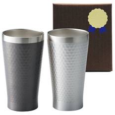 Pair Tumbler Beer Cup Beer Glass Birthday Stainless Steel Vacuum Insulated Double Structure 350ml Present Gift Set Gray Silver [Dolce duo] [Gift