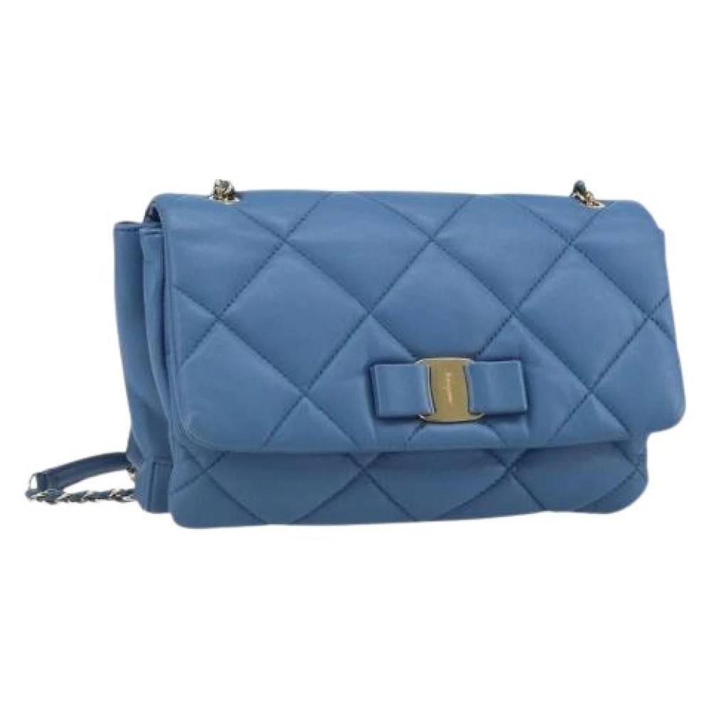 Salvatore Ferragamo Pre-owned Pre-owned Shoulder Bag - Vintage - Dame - Blå - ONE SIZE - Uld