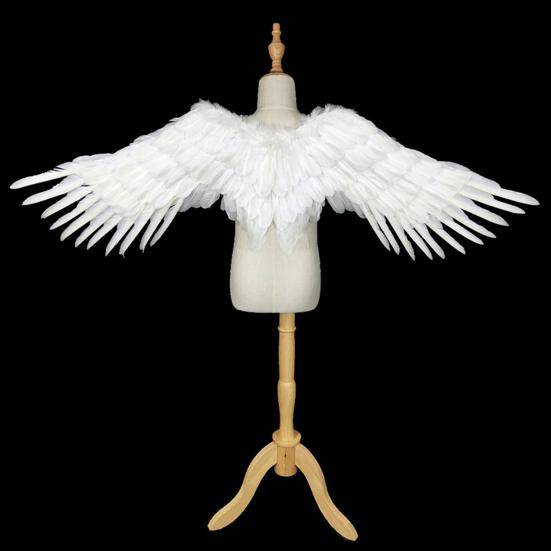 Änglavinge för män Kvinnor Handgjorda fjädervingar Cosplay kostym rekvisita Halloween Party Scenshow Accessoar cm black