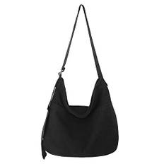 X SIM FITNESSX Unisex stringväska Oxford enkel axelväska för kvinnor shopping väska dagligen/kontor/skola/resor mode tygväska, svart, Retro