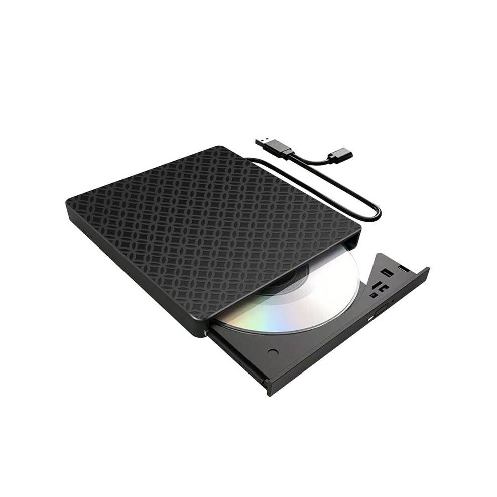 Multifunctional External CD/DVD Drive Burner Black with /TF & USB3.0 Slots Optical Drive for PC Laptop