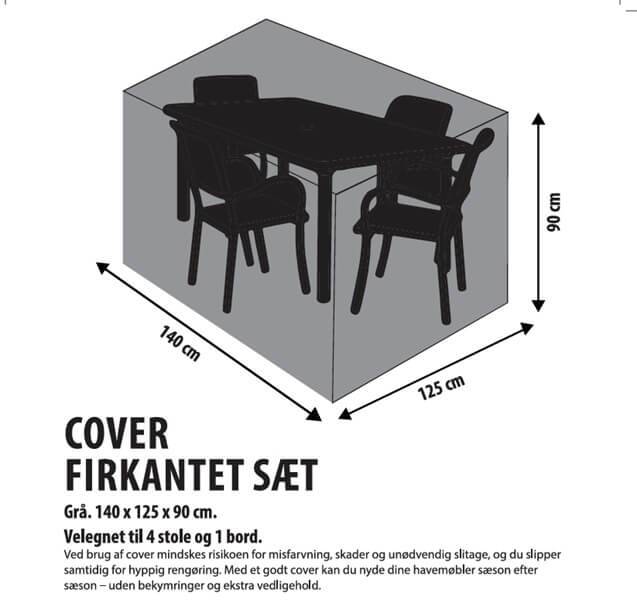 Da'core Overtræk rektangulært 140 cm grå