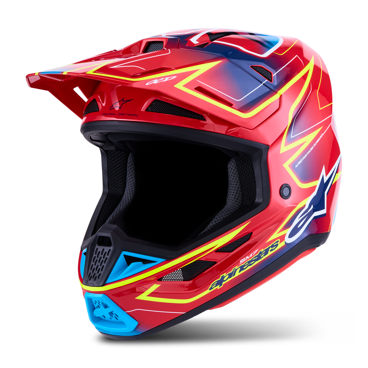 Alpinestars SM7 Cast Crosshjälm Röd/Gul Fluo/Blå/GlossXL