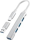 USB C-hub, 4 portar mini USB-dongel med USB C till USB-adapter, USB C-expanderhubb för bärbar dator (3 USB 2.0, 1 USB3.0), ultratunt bärbart datahubb för MacBook Pro/Air, iMac, Surface Pro, XS, PC