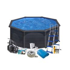 GRE swimmingpool, rund Ø3,50 x 1,20 m - Black Graphite - PoolOasen