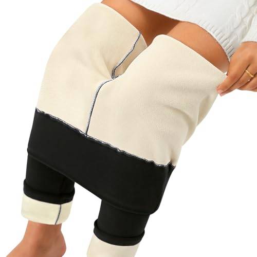 Nadeer fleecefodrade leggings för kvinnor, termiska leggings, vinter, varma tjocka byxor, avslappnad, mjuka stretchiga byxor, Svart, M