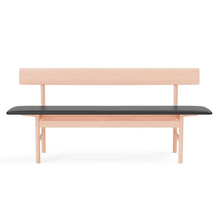 Fredericia Furniture Mogensen 3171 Bænk Ek Olja Leather Omni 301, Black