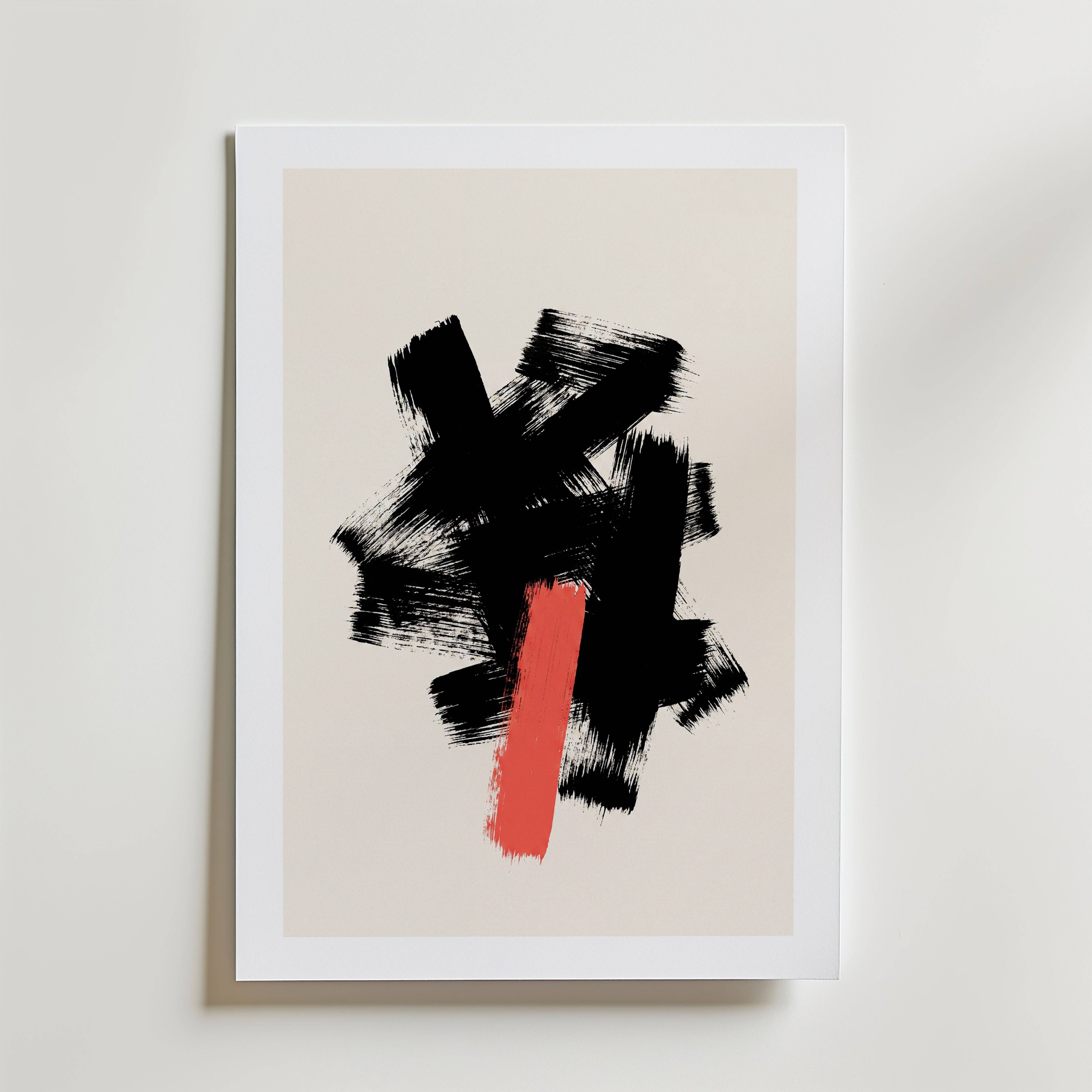 Ink & Coral Poster - Premium Canvas 21x30 cm Med passepartout