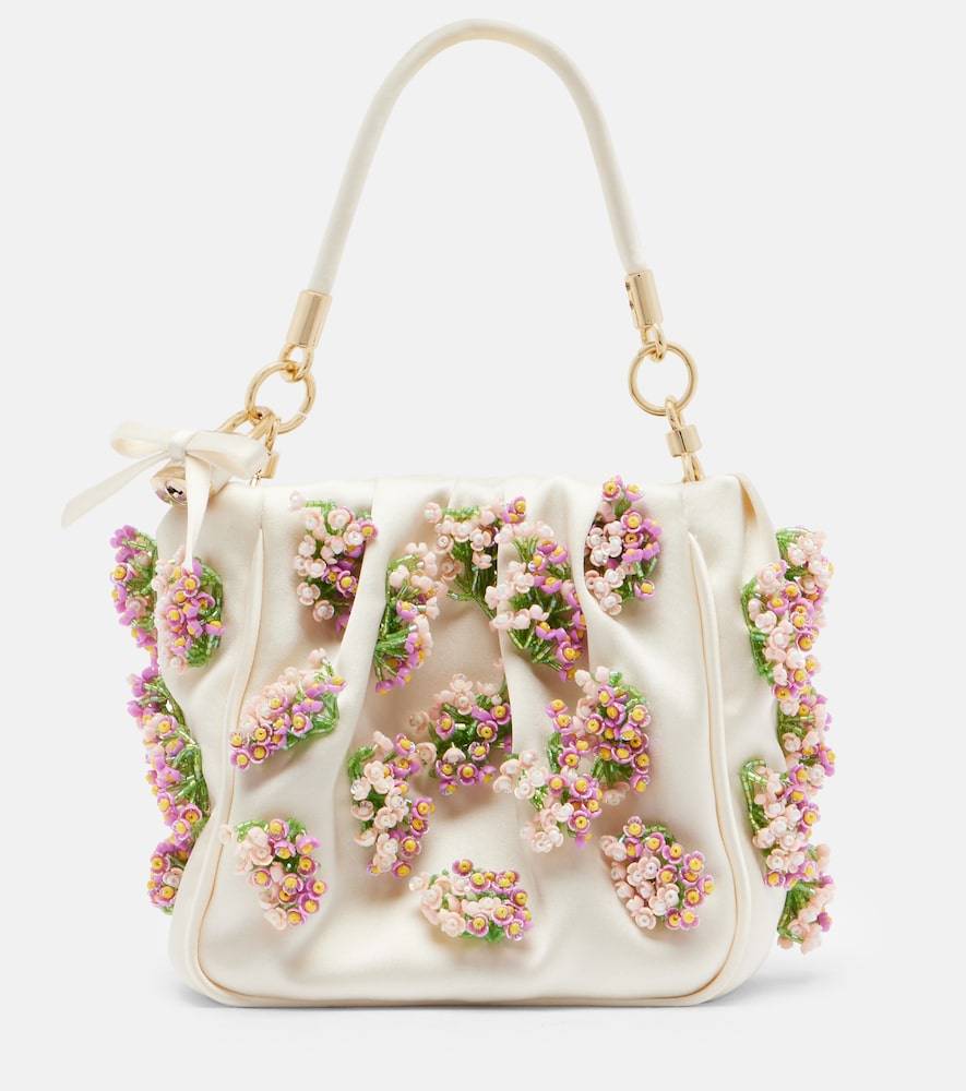 Self-Portrait Bolso de satén floral con cuentas - blanco - Talla Única