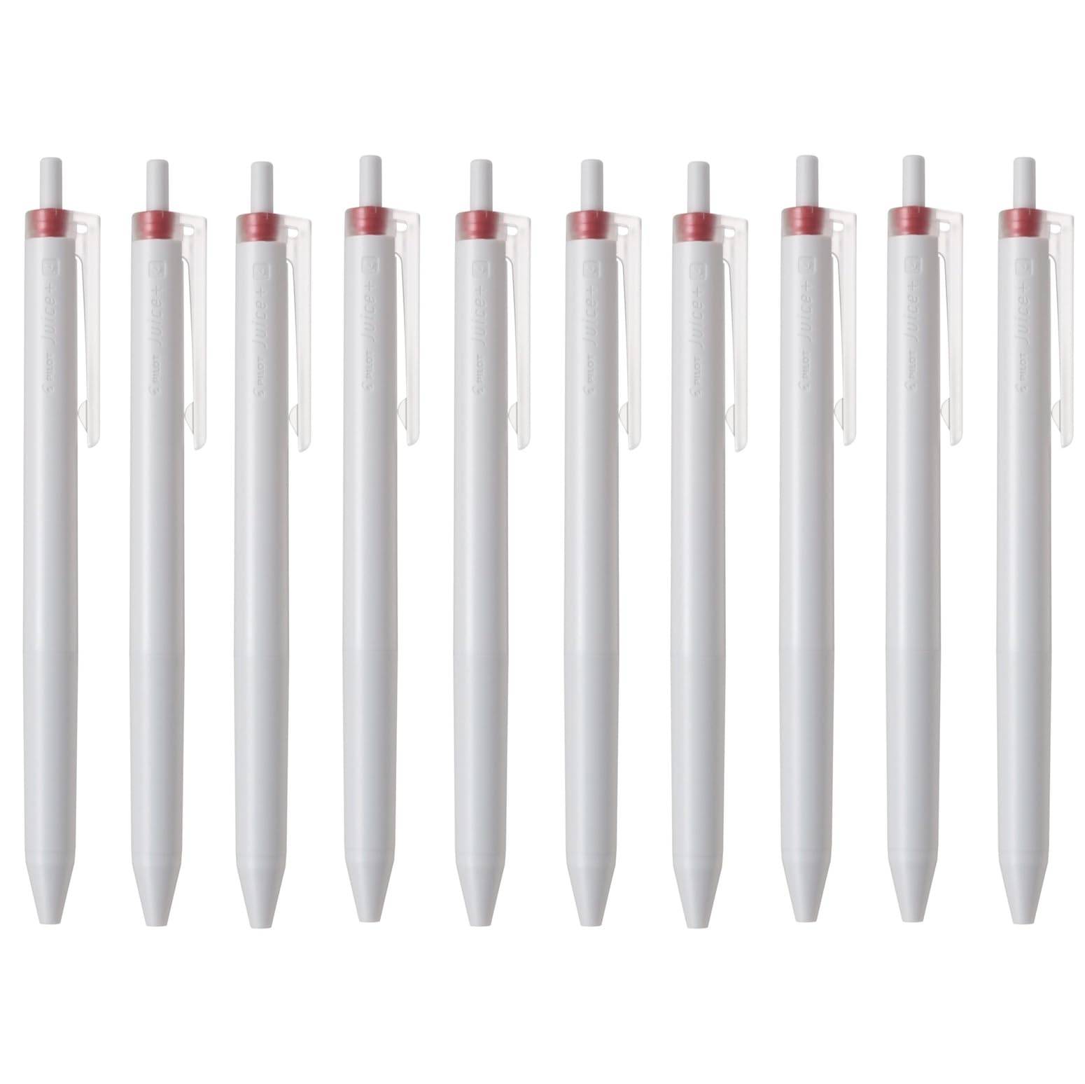 PILOT Juice Plus Gelbläck Kulpennor, Slät Skrivupplevelse, 0,4 mm R, Röd, 10-pack (10LJL14R) -