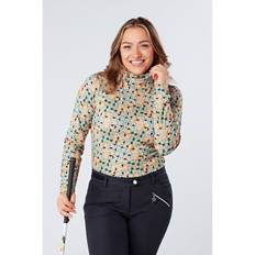 Swing Out Sister Ladies Apricot Print Soft-Stretch Golf Roll Neck Top - X Large