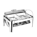 XUEMANSHOP 9 l chafing dish elektrisk, mat hålla varm behållare med skydd matvärmare med 2 hållare för brännpasta för catering, buffé och fest