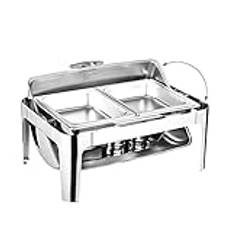 XUEMANSHOP 9 l chafing dish elektrisk, mat hålla varm behållare med skydd matvärmare med 2 hållare för brännpasta för catering, buffé och fest