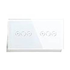 Touch Dimmer Switch 1 Gang 1 Way Led Dimmer 220 V Väggbelysning Ljusströmbrytare Crystal Glass Panel Blue Backlight Memory Function (dubbel dimmer vit)