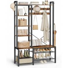 4-in-1 Hallmöbel med Klädhängare, Skoförvaring, Sittbänk Vintage brun 40 x 120 x 190 cm