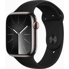 Apple Watch Series 8 Rostfritt stål 45 mm (2022) | GPS + Cellular | grafit | Sportband svart