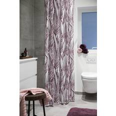 Badeforhæng Cane med rynkebånd fra Compliments - Højde 201-220cm - Bordeaux/Hvid