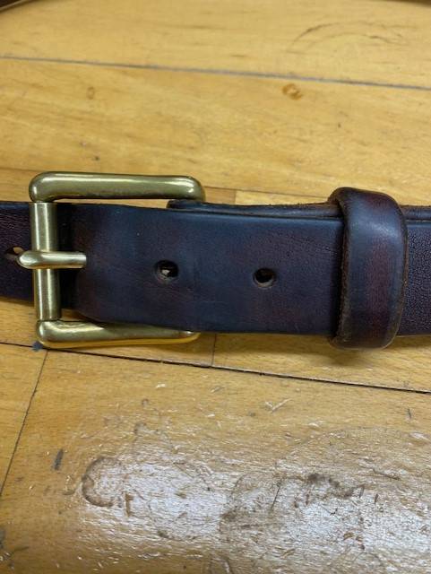 KENJAN - Læder Bælte - 30 mm - messing - rustfri - spænde - sort/brun - Messing , Sort læder , 100 cm