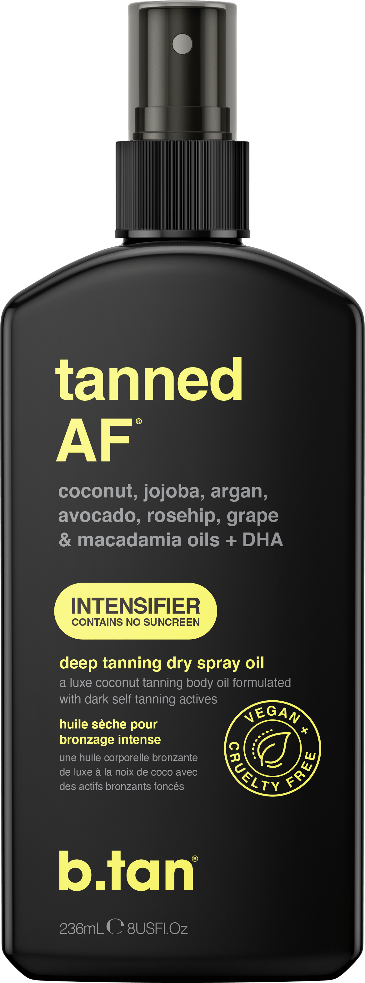 B.Tan Tanned Af Deep Tanning Dry Spray Oil Zero SPF 236 ml