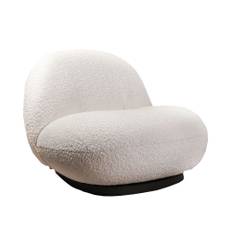 Gubi - Pacha Lounge Chair Soft Black/ Dedar Karakorum 001 Ivory - Fåtöljer - Pierre Paulin - Vit - Metall/Textilmaterial