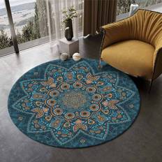 Rundt Gulvtæppe Mandala Tæpper til Soveværelse Badeværelse Vaskbart Skridsikkert Cirkel Gulvmåtter Chic Bohemian Hjem Decor Tæpper - Style 10 140*140cm