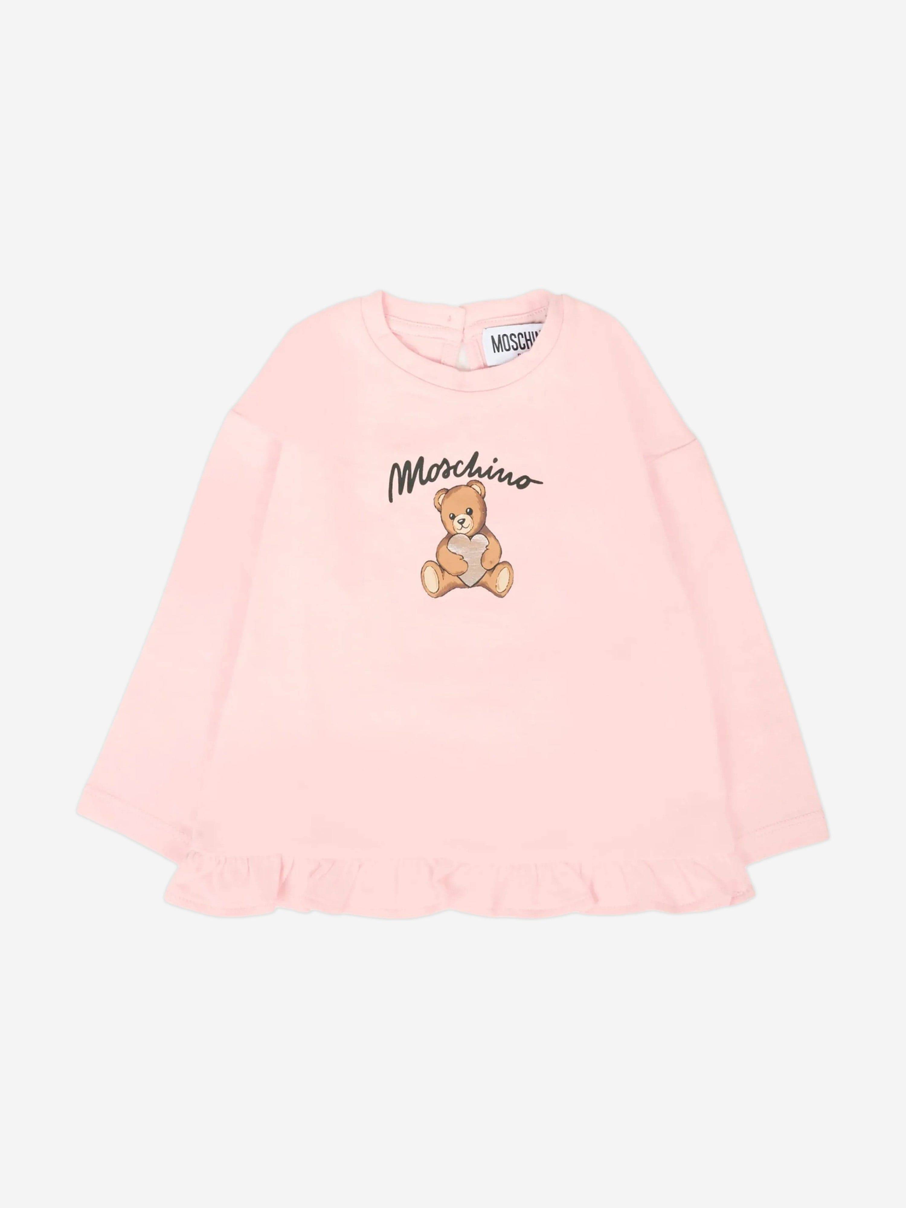 Moschino Baby Girls Long Sleeve Teddy T-Shirt in Pink - Pink / 2 Yrs