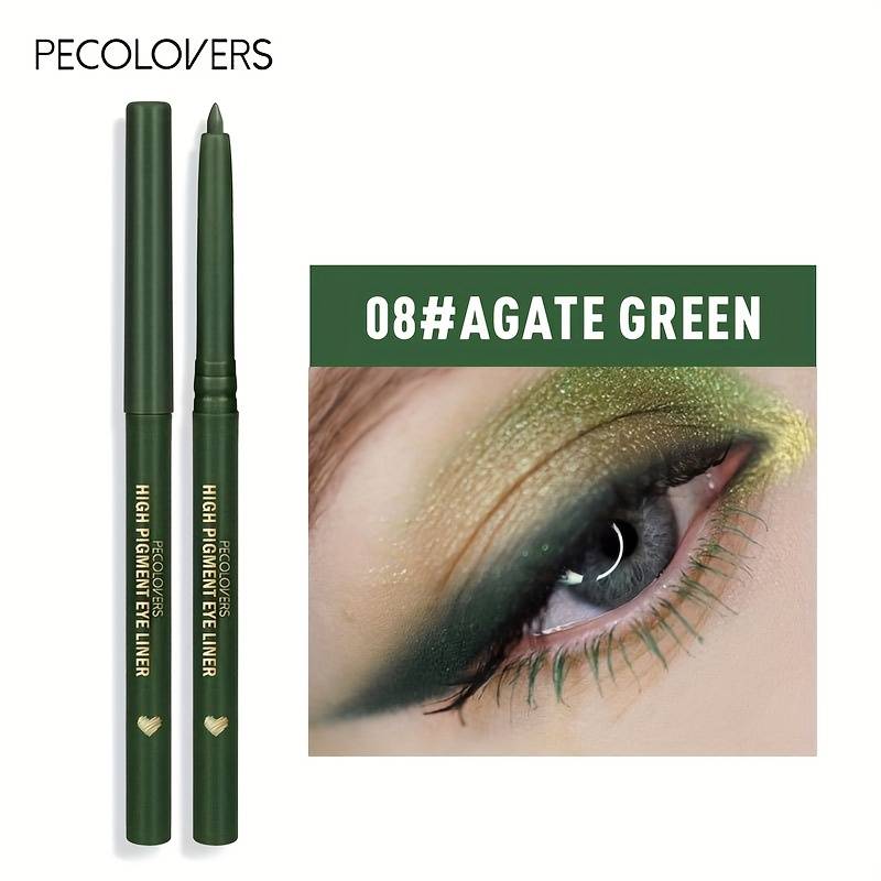 TEMU Matte Black Green Waterproof Eyeliner Pencil Sweat-resistant, Quick-drying, Easy To Apply, And Pigmented, Perfect For Eye Makeup