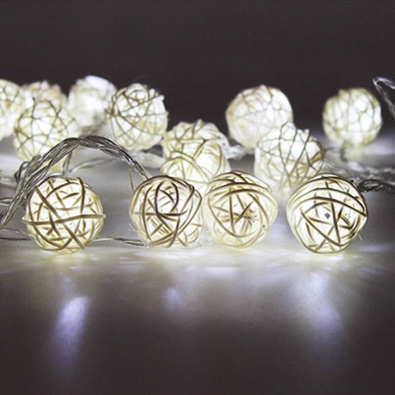 3m 5m 40 led ljusslingor rotting boll girlanger bröllopsfest dekoration led string jul fe ljus för utomhusbruk - Vit / 2m 20 lysdioder