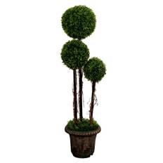 Kunstig buksbom - Højde 120 cm - Formklippet runde og med flotte blade - Kunstig plante