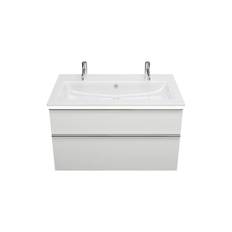 Burgbad Eqio Slim Keramik-Waschtisch 102cm mit 2 Hahnlöcher & Unterschrank mit LED Beleuchtung