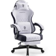Dowinx Gaming stoltyg med vårkudde, massage ländryggsstöd kontorsstol med fotstöd för vuxna, ergonomisk gamingfåtölj stor och hög för Office Gaming 135 kg, grå