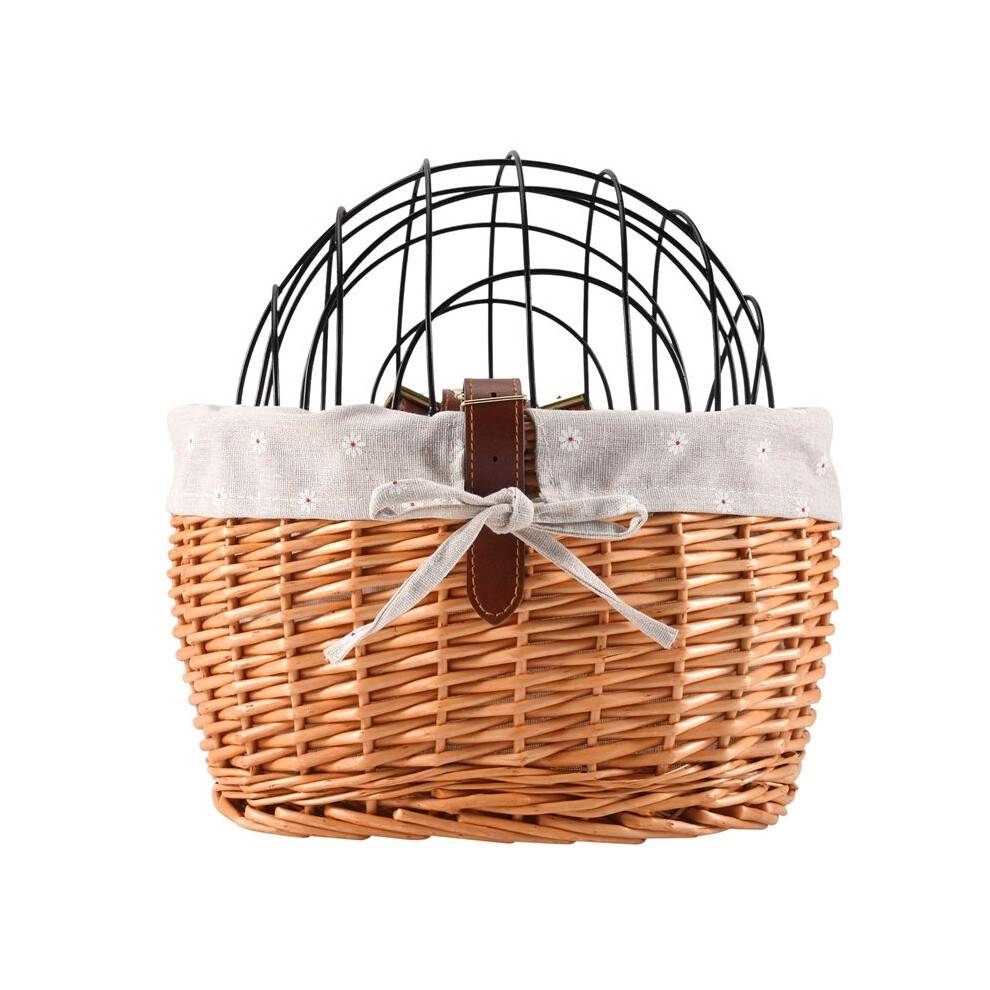 Cat Dog Bicycle Front Handlebar Basket Pets Handwoven Wicker MTB Road Bike Basket Pet Cat Dog Carrier