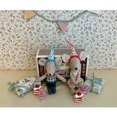 Miniatyr – Virkade partyhattar till lillasyster/ lillebror mus, hattar 2-pack - Gul/grön