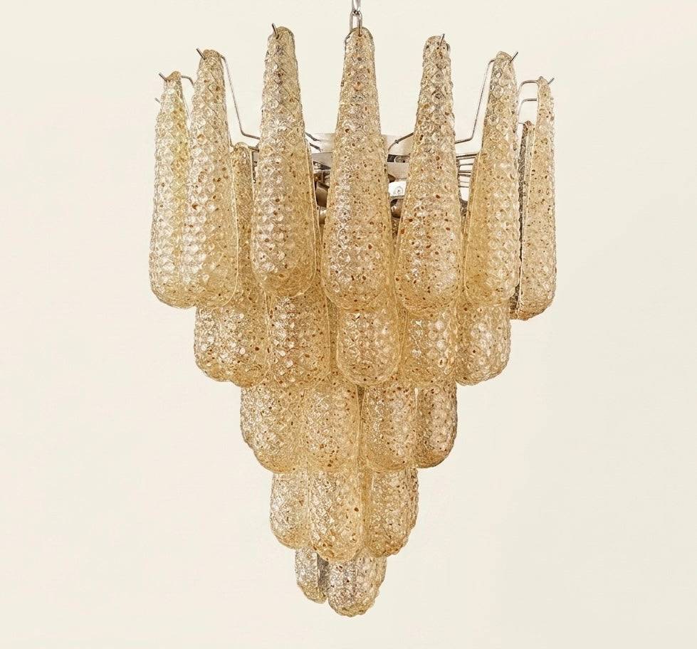 Murano lysekrone | Dråber | 52 glas | Rav/gul
