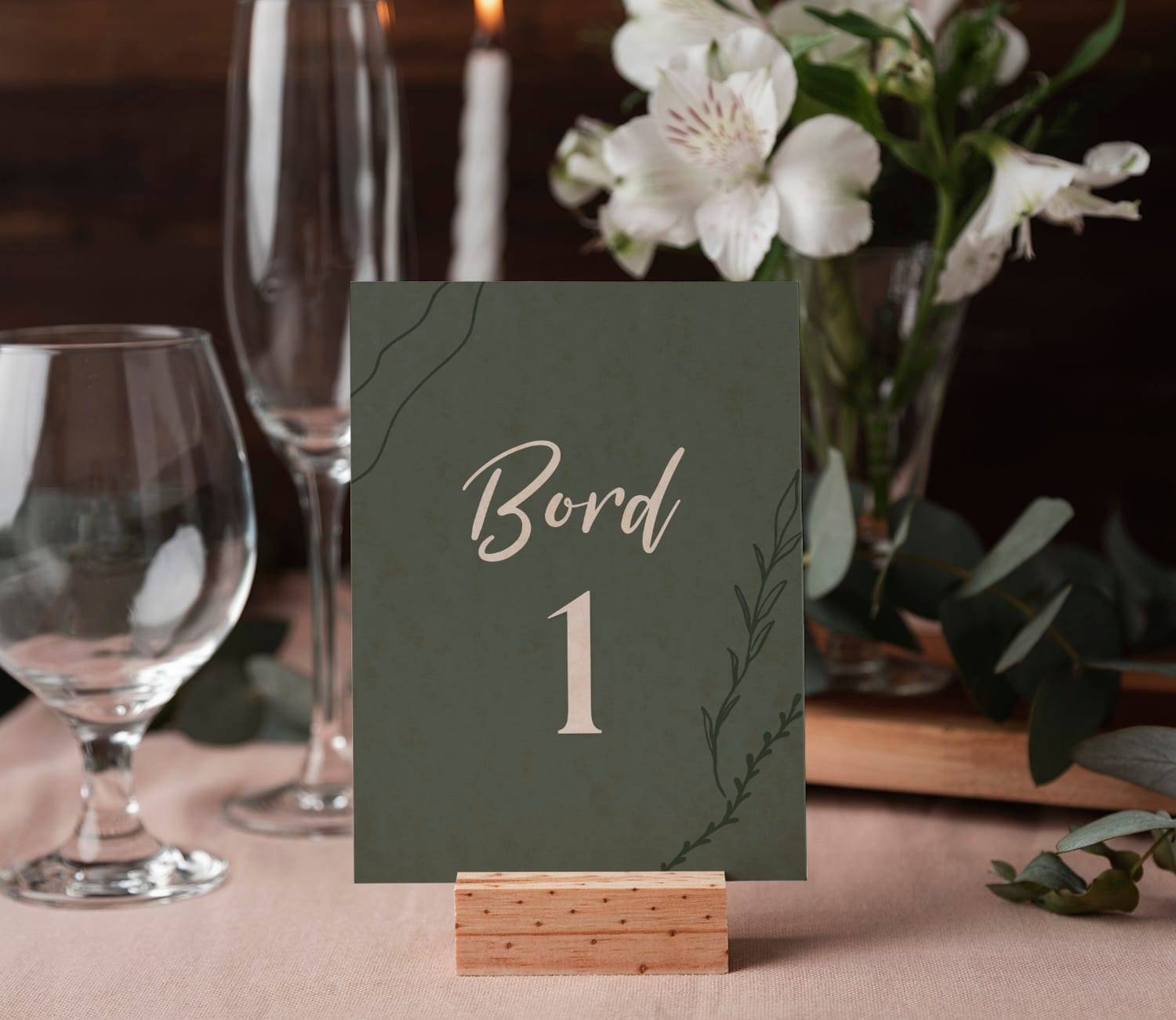 Bordnummer Til Konfirmation - Evergreen / Bordnummer 1-12