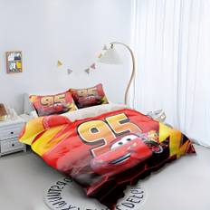 TEMU Cars 3pcs Bedding Set - Cartoon Cute Soft, Suitable For Bedroom - Includes Duvet Cover, 2 Pillowcases With Cute Character Designs Room Decor Supplies