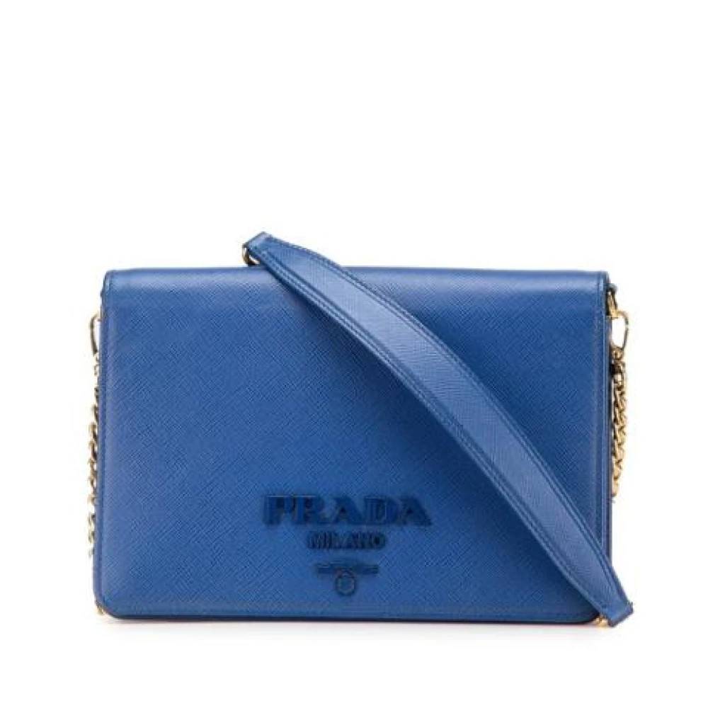Prada Vintage Pre-owned Vintage Saffiano Crossbody Taske - Vintage - Dame - Blå - ONE SIZE - Læder